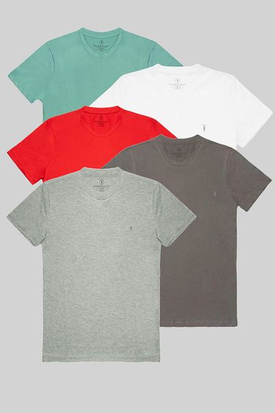 COMBİNE MİCHAİL Ανδρικό μπλουζάκι Cagla-White-Red-Fume-Grimelange Crew Neck Basic