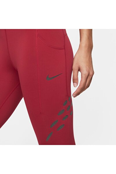 Nike Epic Luxe Running Leggings Womens Red Run Division Bordo Kadın Tayt