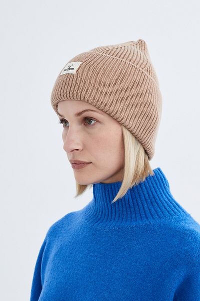 Nordbron Camel Unisex Acrylic Logo Soft Knitwear - Stretchy Ribbed Winter Beanie