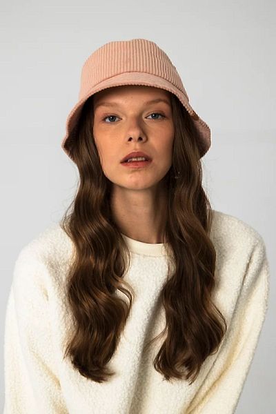 Nordbron Unisex Pink Belluno Velvet Pattern Bucket Bucket Hat Stylish Wide Casual Seasonal Solid Color Stylish