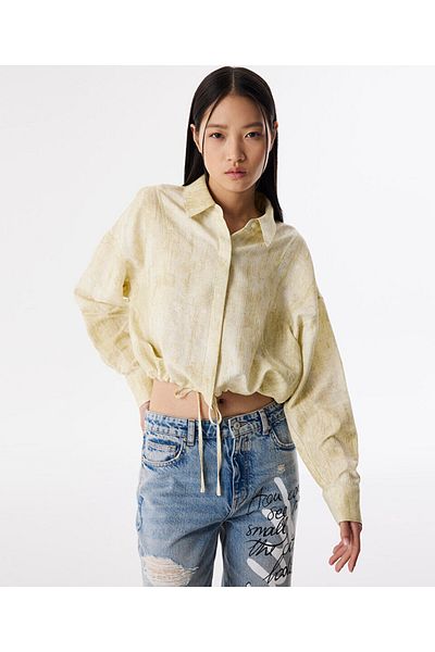 Twist Adjustable Waist Textured Shirt
