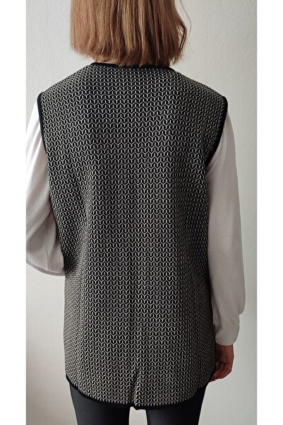 GLCN by Gülcan Desenli Üç Farklı Renkte bedenli Düğmesi Kadın Triko Yelek, Anne Yeleği