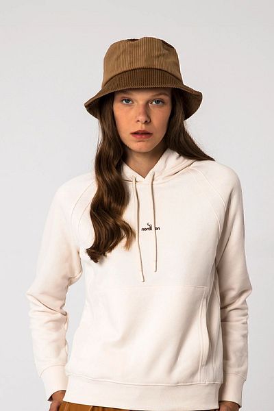 Nordbron Unisex Brown Velvet Patterned Basic Bucket Bucket Model Hat with Wide Logo Leather Label Detail