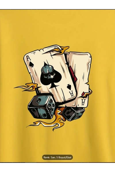 Derays Poker Printed Comfortable Summer Men's Oversize Crew Neck Sub Top Suit