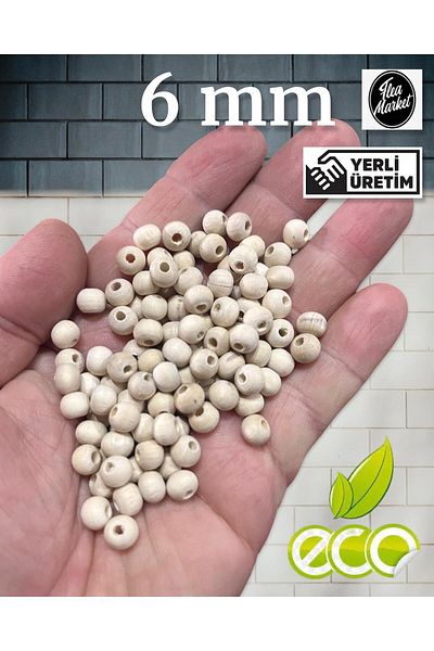 Selin Economic Package 6 Mm Raw Unprocessed Wood Beads - 160 Grm. (±1400 Pieces)