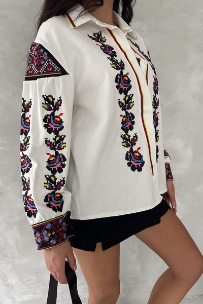 FEMELLE Γυναικείο Λευκό Ολόκληρο Κεντητό Μπουφάν