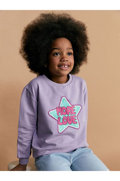 LC Waikiki Crew Neck Long Sleeve Printed Baby Girl Sweatshirt