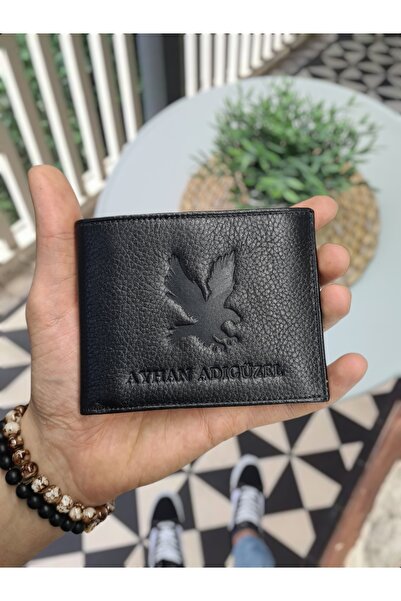 Visso leather VİSSO 262 Kartal Logolu  HAKİKİ DERİ BOZUK PARA CEPLİ  SİYAH RE...