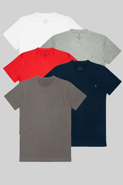 COMBİNE MİCHAİL Tricou 5Li pentru bărbați alb-grimelange-roșu-bleumarin-fum 100% bumbac