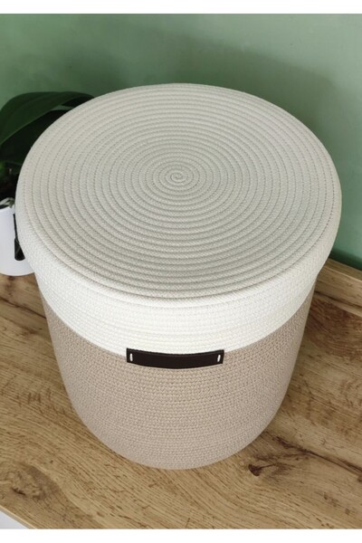 karelim home سلة ألعاب كبيرة الحجم من حبل الجوت مع غطاء متعدد الأغراض، صندوق ...