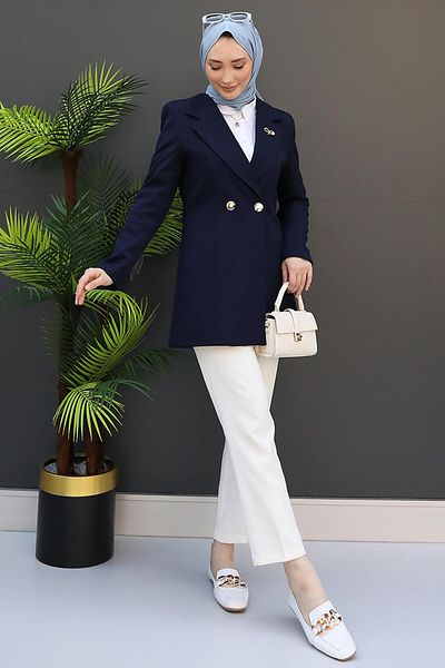 GİZ AGİYİM Μπουφάν με διπλό κουμπί Navy Blue