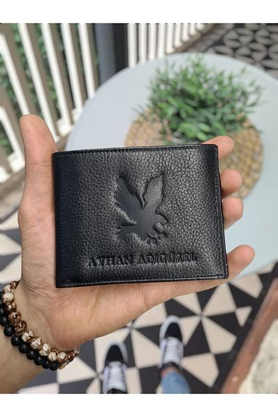 Visso leather VİSSO 261 Eagle Logo GENUINE LEATHER COIN POCKET BLACK COLOR LEATHER WALLET Leather Bag