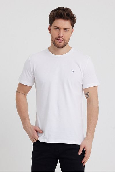 COMBİNE MİCHAİL Tricou 5Li pentru bărbați alb-grimelange-roșu-bleumarin-fum 100% bumbac