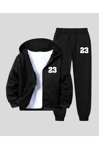 han elegant Set de trening pentru copii, unisex, 2 piese, cu glugă, cu fermoar, cu 23 de texturi imprimate
