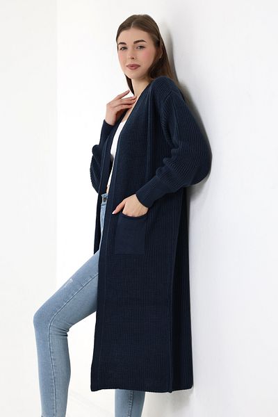 Devinka Women's Oversize Long Pocket Knitwear Cardigan
