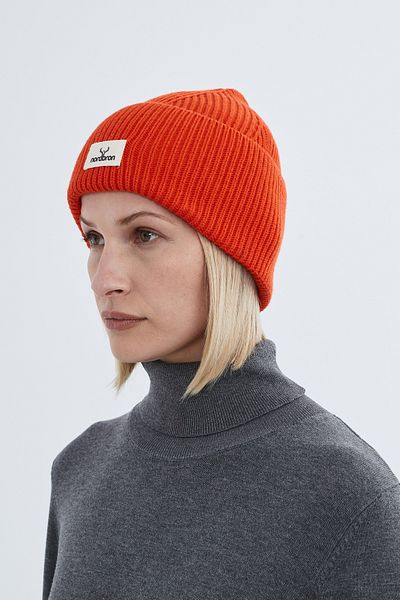 Nordbron Orange Unisex Acrylic - Soft Knitwear, Flexible Double Fold, Basic Financial with Winter Logo