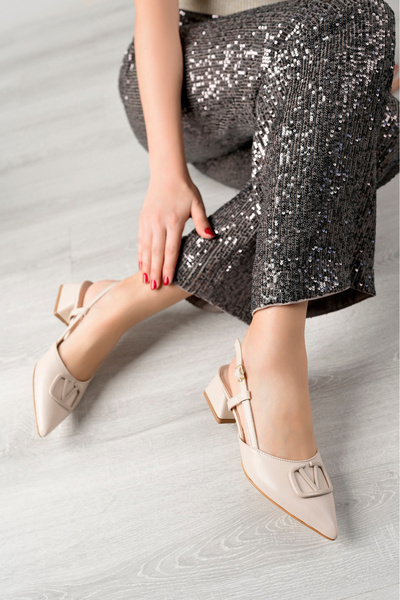 bakacstore حذاء نسائي بكعب منخفض وإبزيم جلدي