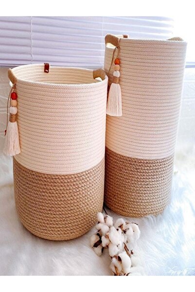 karelim home سلة منسوجة كبيرة الحجم مكونة من قطعتين - مع مقابض على الجوانب، و...