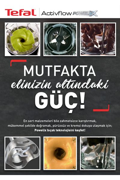 TEFAL مجموعة خلاط Powelix Actiflow Pro Turbo Premium بقدرة 1000 واط