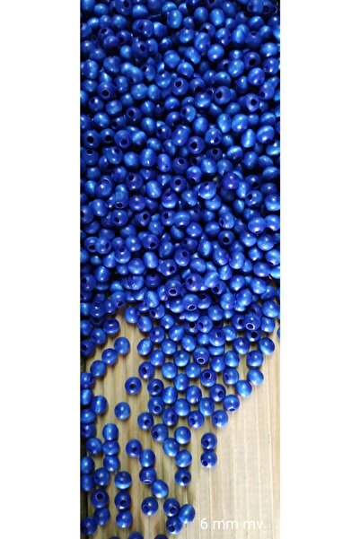 Selin Ahşap Boncuk 6 mm 80 gr  (720 Adet) Mavi