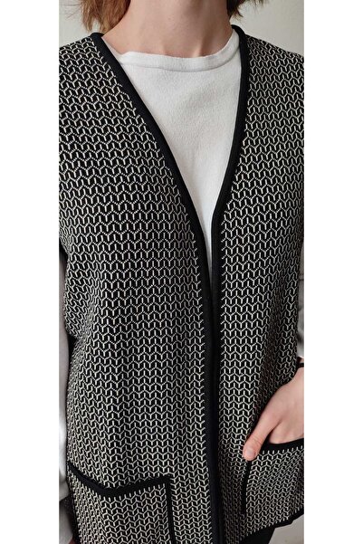 GLCN by Gülcan Desenli Üç Farklı Renkte bedenli Düğmesi Kadın Triko Yelek, Anne Yeleği