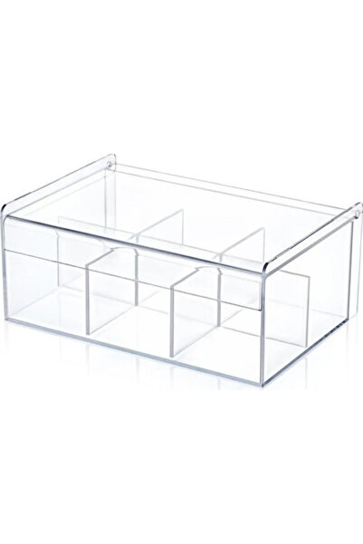 UCR HOME Çay Kutusu 6 bölmeli Kapaklı Poşet Bitki Çayı Saklama Kabı