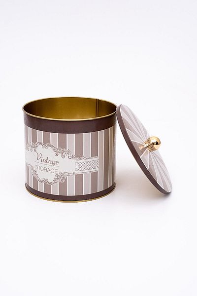 EVLE Eleagance Patterned Food Storage Container - Metal Storage Container 17.5 Cm X 15.5 Cm Er146-6b
