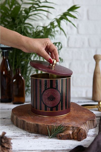 EVLE Circus Pattern Food Storage Container - Metal Storage Container 17.5 Cm X 15.5 Cm Er146-9e