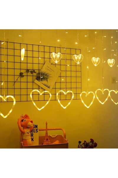 mr shopping MR Sevgililer Günü Kalp Şeklinde Işıklar LED Perde Işıkları 8 Mod...