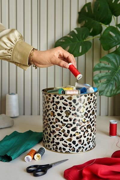 EVLE Leo Patterned Food Storage Container - Metal Storage Container 17.5 Cm X 18 Cm Er147-v4