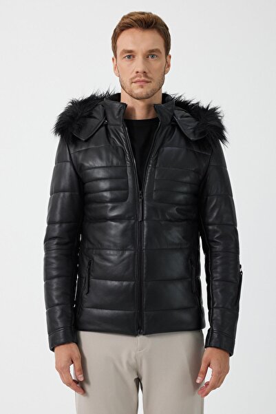 Deri Company Butto Siyah Erkek Deri Ceket