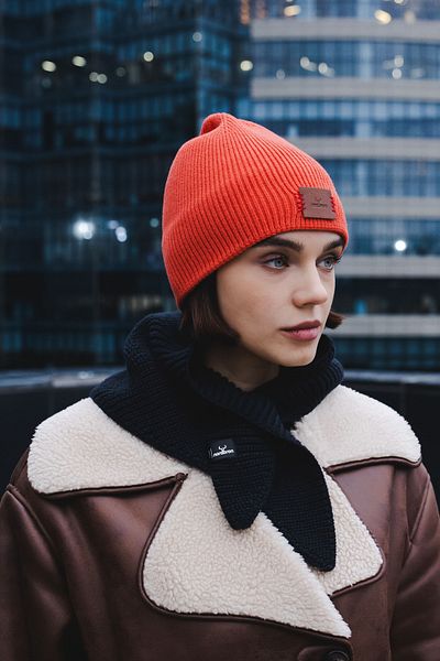 Nordbron Unisex Light Rose Print Beret Striped Logo Basic Knitwear - Flexible & Daily Use Saxa