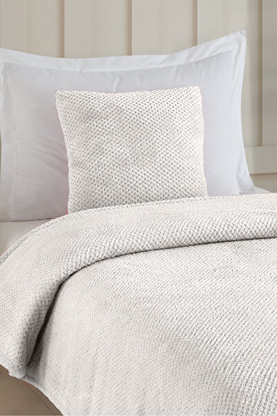 LADYNİL Wellsoft Single Ecru Bed Set - 150X220Cm Throw Pillow Cover 45X45Cm