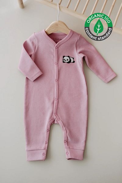 Lilabio Long Sleeve Embroidered Waffle Fabric Baby Romper
