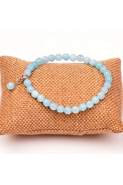 Taş Sandığı Blue Quartz Stone Bracelet (6 Mm) - Facet Cut