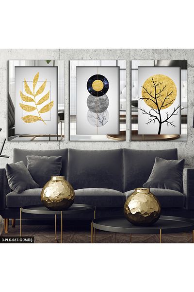 Evinemoda Masa artistică din argint sterling din 3 piese din plexiglas cu oglindă