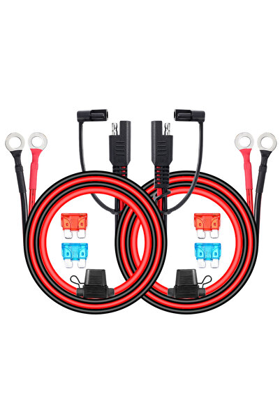 Choice1 2 مجموعة من محول تمديد كابل سريع الفك المزدوج SAE كابل الطاقة الشمسية SAE إلى موصل حلقة O