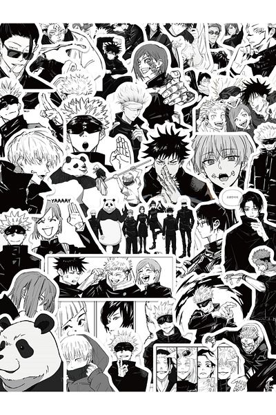 Choice 50pcs 50/100pcs Anime Jujutsu Kaisen Stickers Black And White Style Graffiti Stickers Diy Car Phone