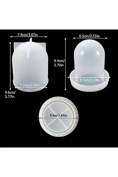 Choice 3pcs Mold Cloche Bell Jar Display Dome Resin Mold With Base Dice Cup Silicone Mold Set