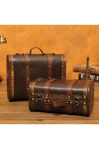 Choice Antique style Wooden Storage Box Medieval Suitcase Treasure Chest Necklaces Art Collection Jewelr...