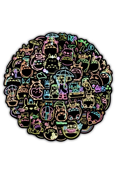 Choice 194ksxx-ordinary 50pcs Neon Totoro Patterns Glow In The Dark Stickers Vinyl Waterproof Decals Phone
