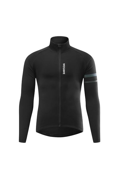 WOSAWE Eu L (ASIA XL) Black Jacket Men'sthermal Winter Cycling Jacket Fleece Lining Long Sleeve Jers