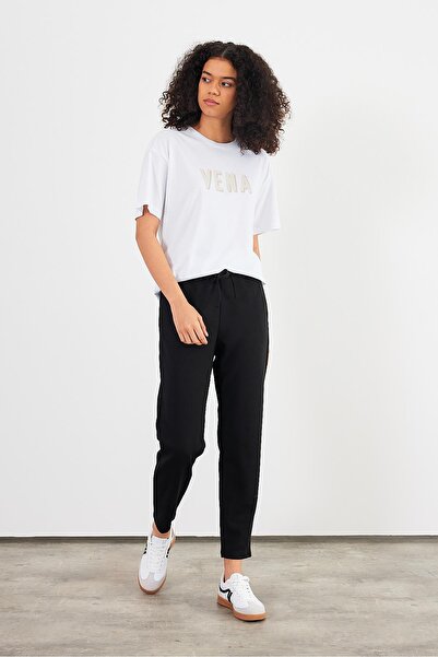 VENA Larissa Regular Fit Cotton Sweatpants - Black