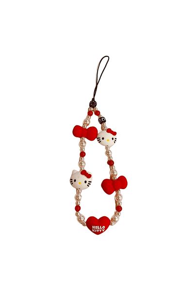 Choice 1 Sanrio Hello Kitty Phone Chain Cute Cartoon Women Bead String Phone Case Hanging Rope Keychain Or.
