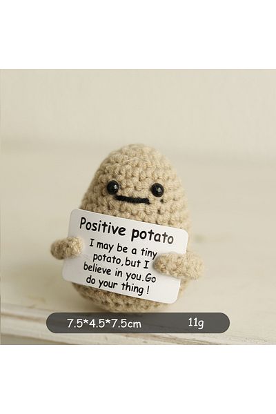 Choice 1 New Positive Energy Potatoes Hug Pocket Doll With Card Home Room Decor Handmade Plush Wool Knitti.