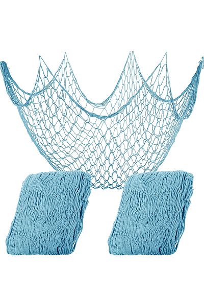 Choice Other Sky Blue 2 Pcs Fish Net Decoration Cotton Ocean Theme Wall Hung Fishing Net Fish Net Party Bea