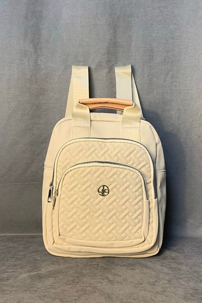 Uretti - Hüseyin 1361 Multi-Compartment Zippered Women's Backpack - Beige