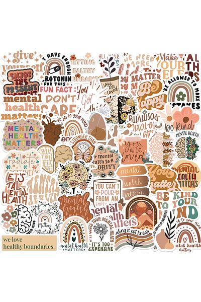 Choice 50pcs All 50pcs Bohemian Style Mental Health Graffiti Stickers For Laptop Phone Water Bottle Noteboo