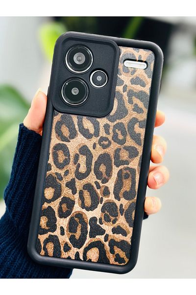 Go Aksesuar حافظة سيليكون بتصميم جلد الفهد متوافقة مع Redmi Note 13 Pro Plus 5G