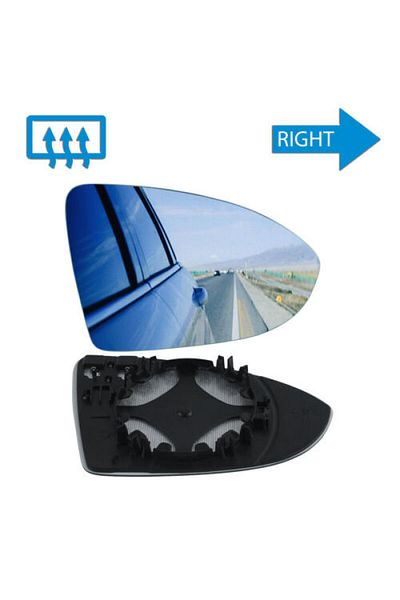 Choice مرآة جانبية يمينية زجاجية مُدفأة محدبة علوية لسيارة فولكس فاجن جولف Mk7 2012-19